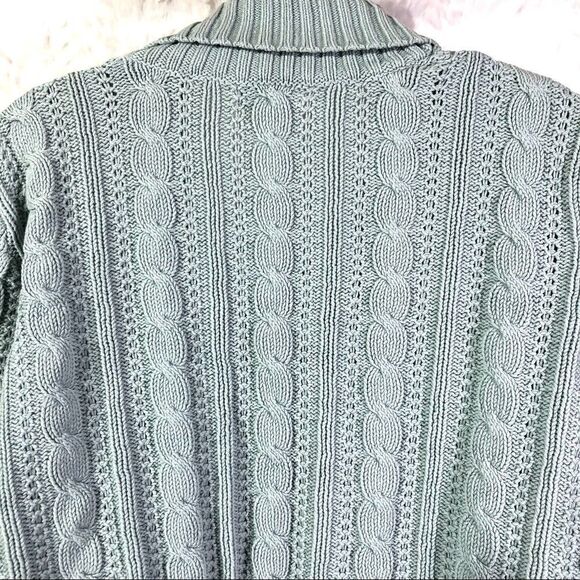 Charter Club sea foam green cable knit sweater 1980s 80s style medium - Picture 8 of 12